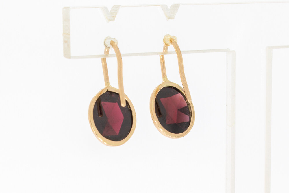 14 karaat gouden Granaat hanger - 2,2 cm