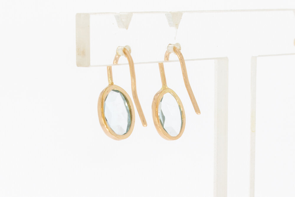 14 karaat gouden Aquamarijn hanger - 1,8 cm