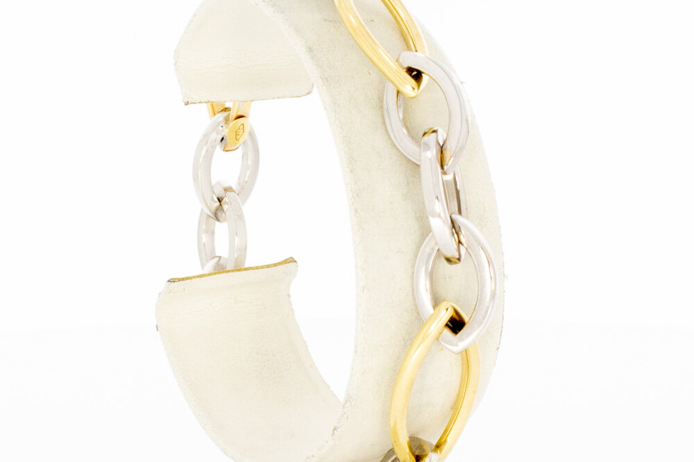 14 Karaat bicolor gouden schakelarmband - 20,5 cm