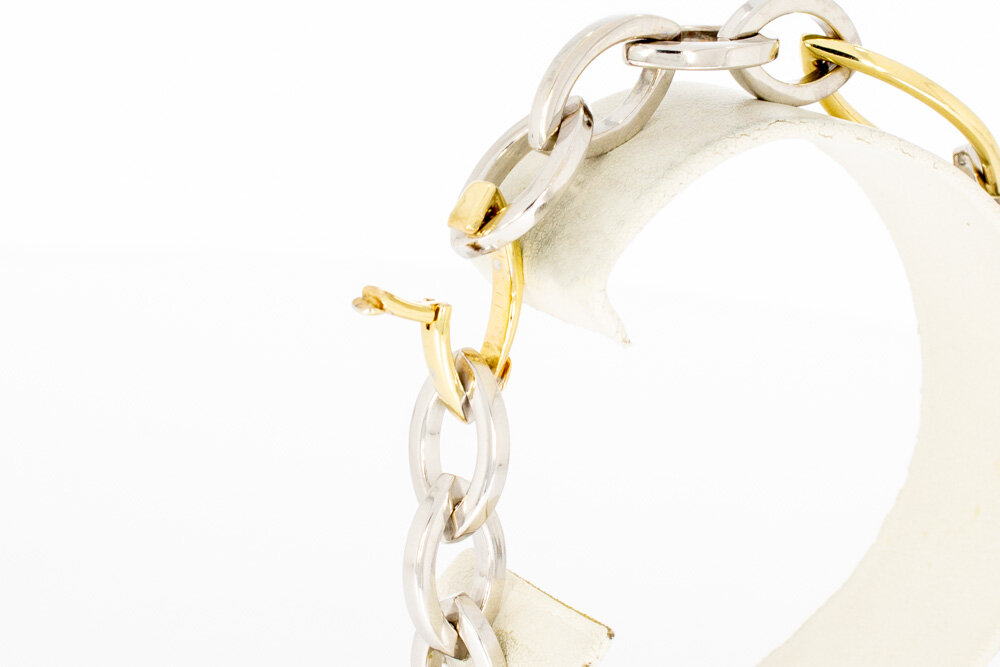14 Karaat bicolor gouden schakelarmband - 20,5 cm