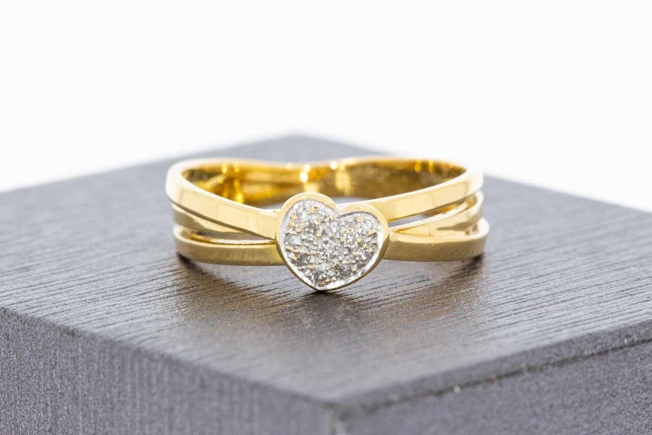 18 Karaat diamant hartjes ring - 17 mm