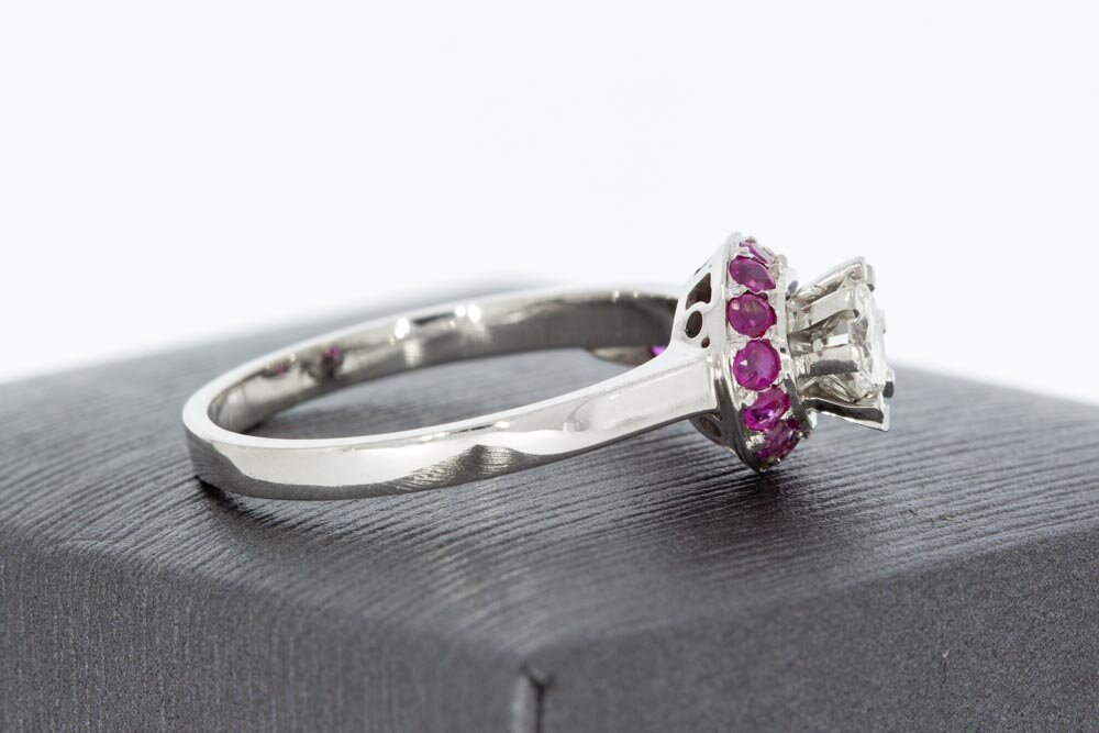 18 Karaat diamant ring met Saffier - 18 mm