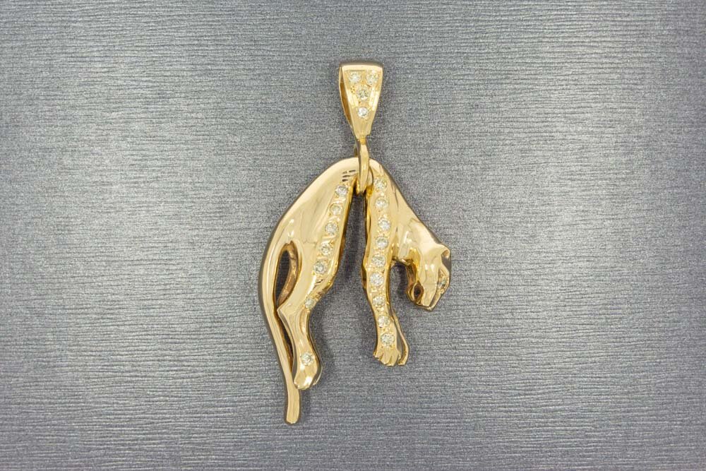 14 karaat gouden Panter hanger - 5 cm