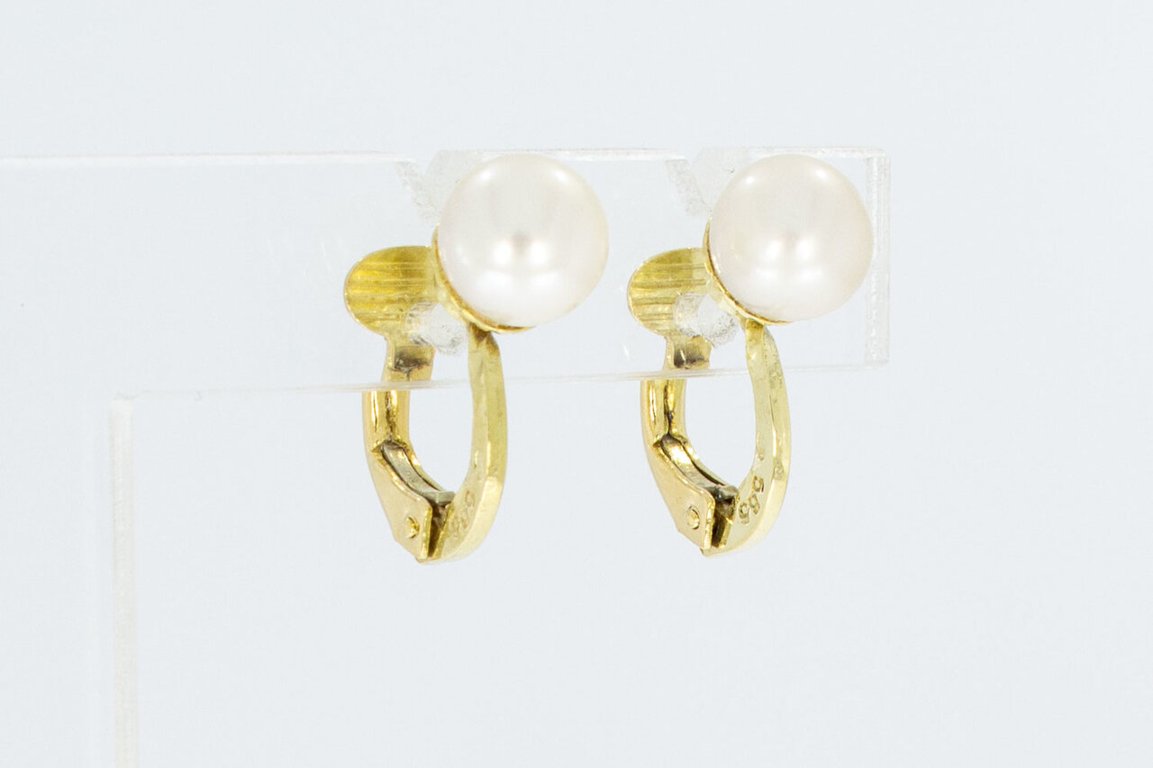14 Karaat Vintage Parel Oorhangers
