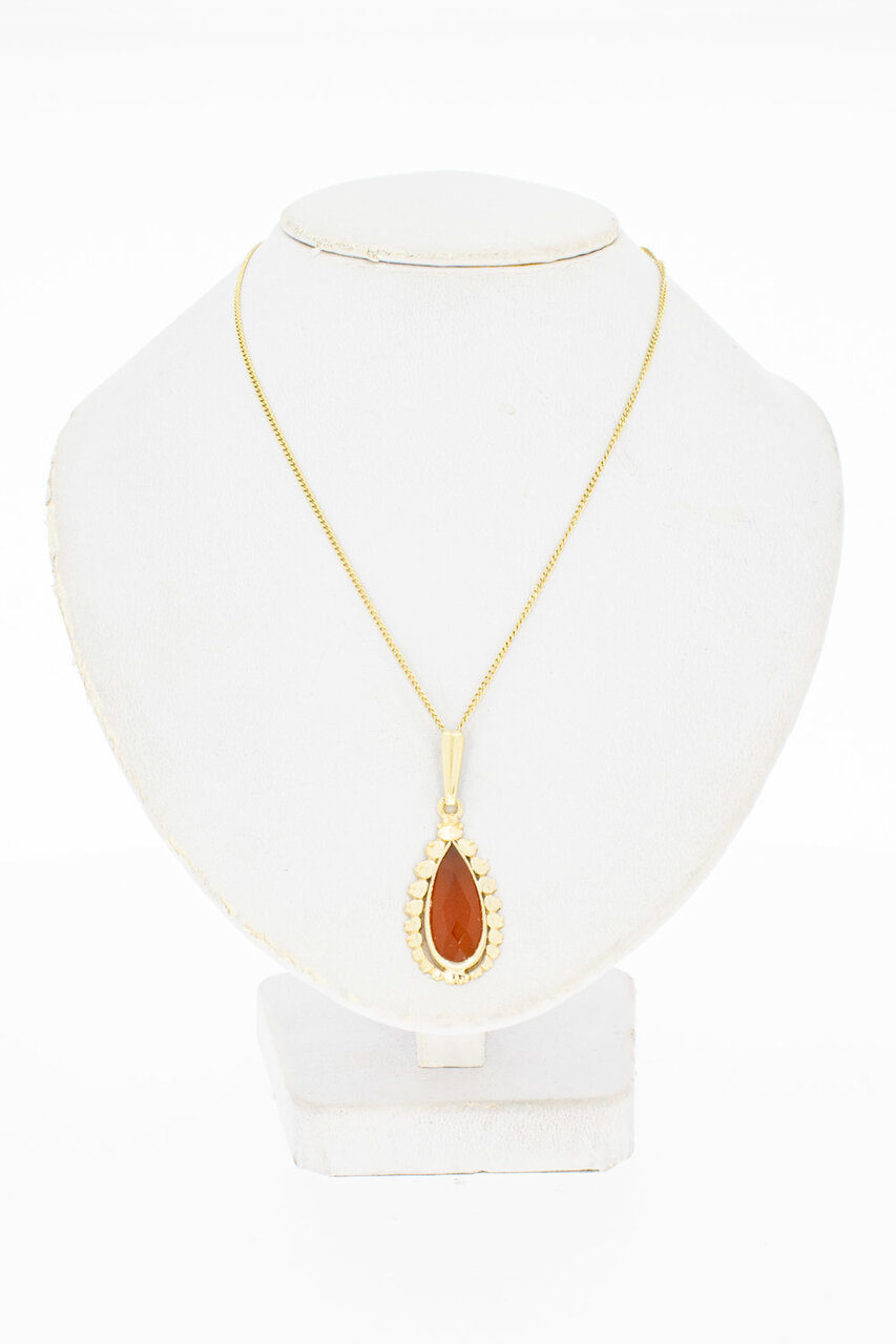 14 Karaat geelgouden Carneool hanger