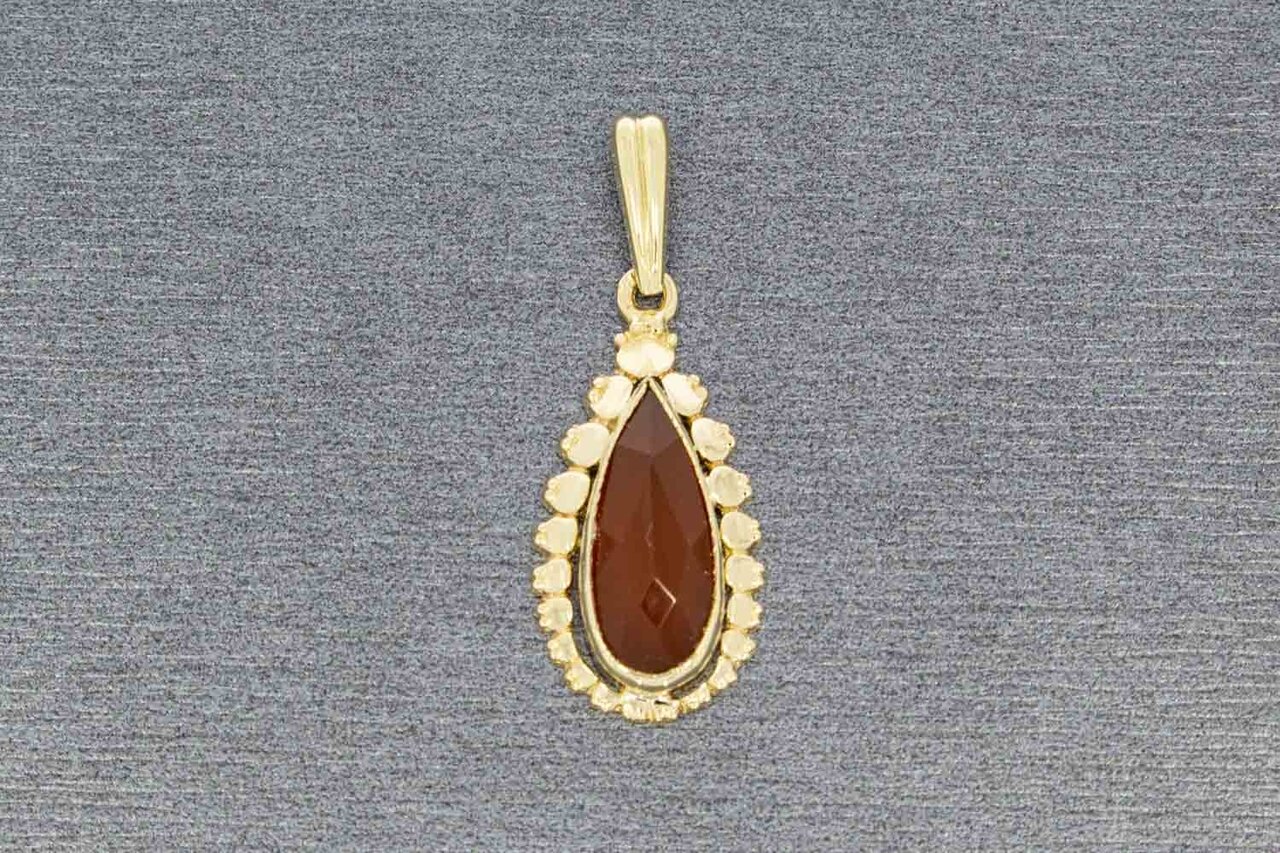 14 Karaat geelgouden Carneool hanger