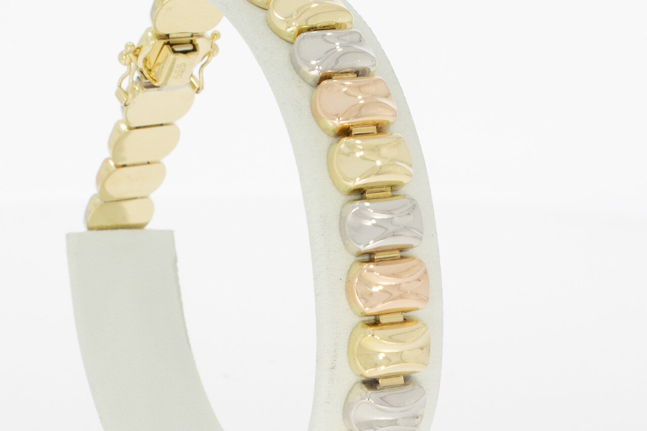 14 Karaat tricolor gouden armband - 19,9 cm