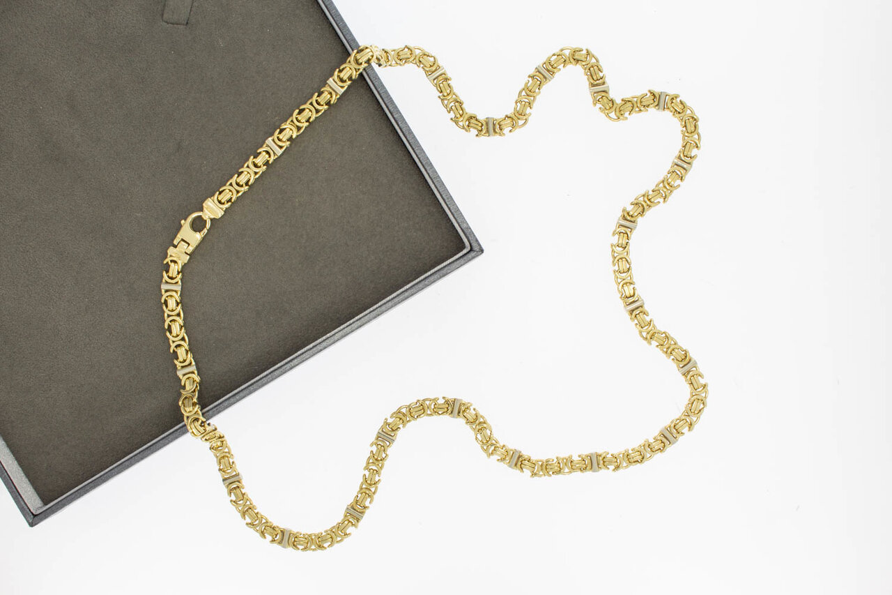 14 Karaat bicolor platte Koningsketting - 62,5 cm