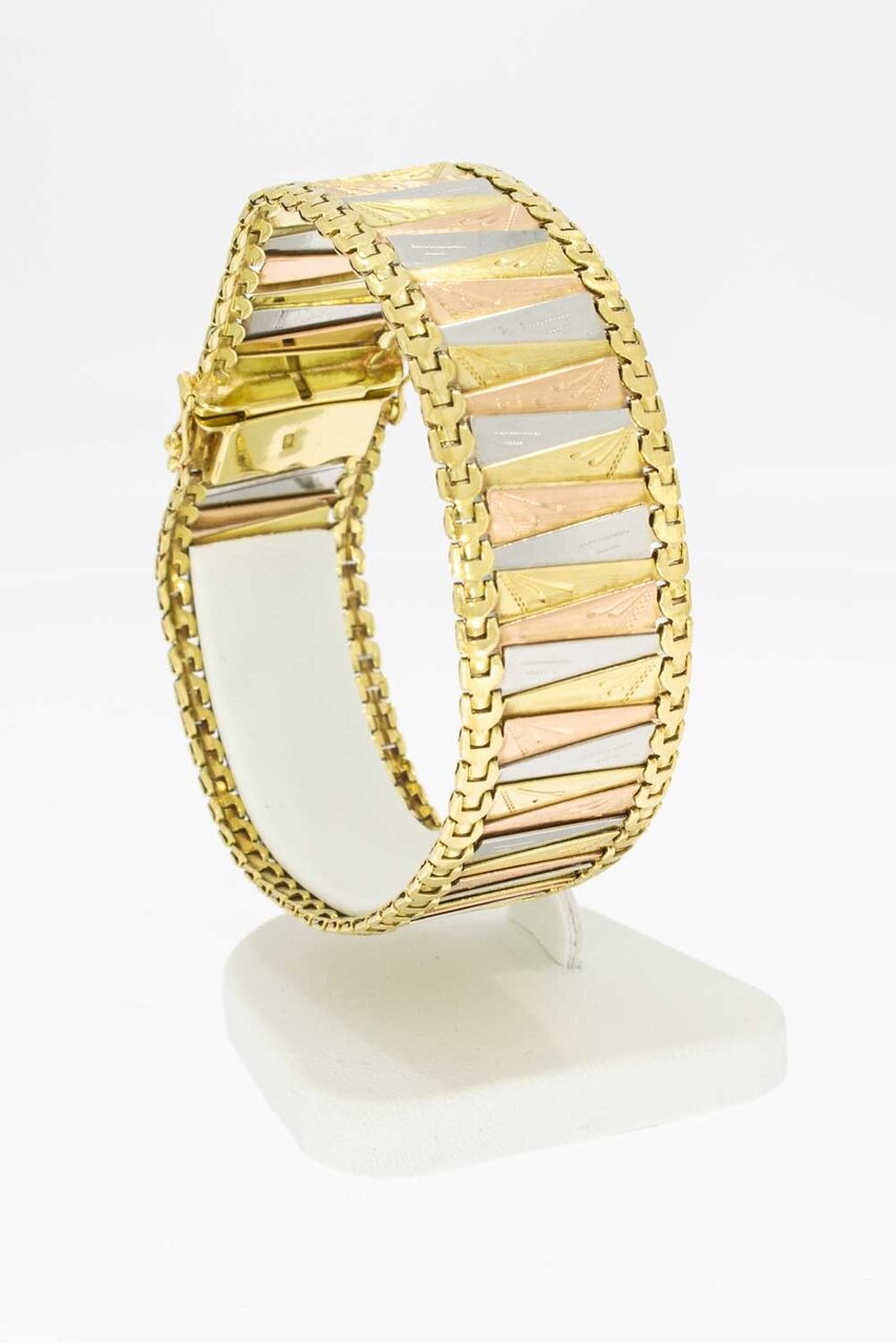 14 Karaat tricolor brede armband - 20,2 cm