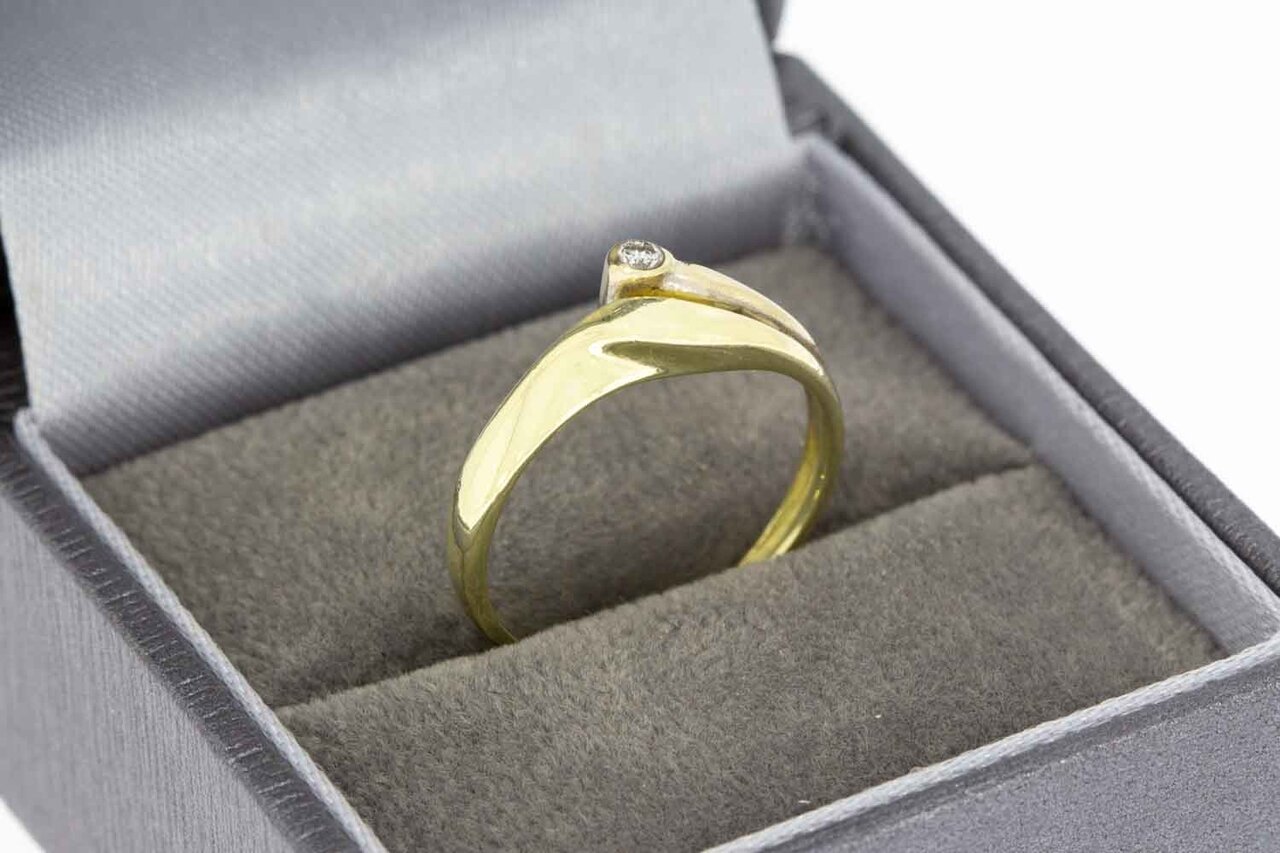 14 Karaat ring met Zirkonia - 16,5 mm