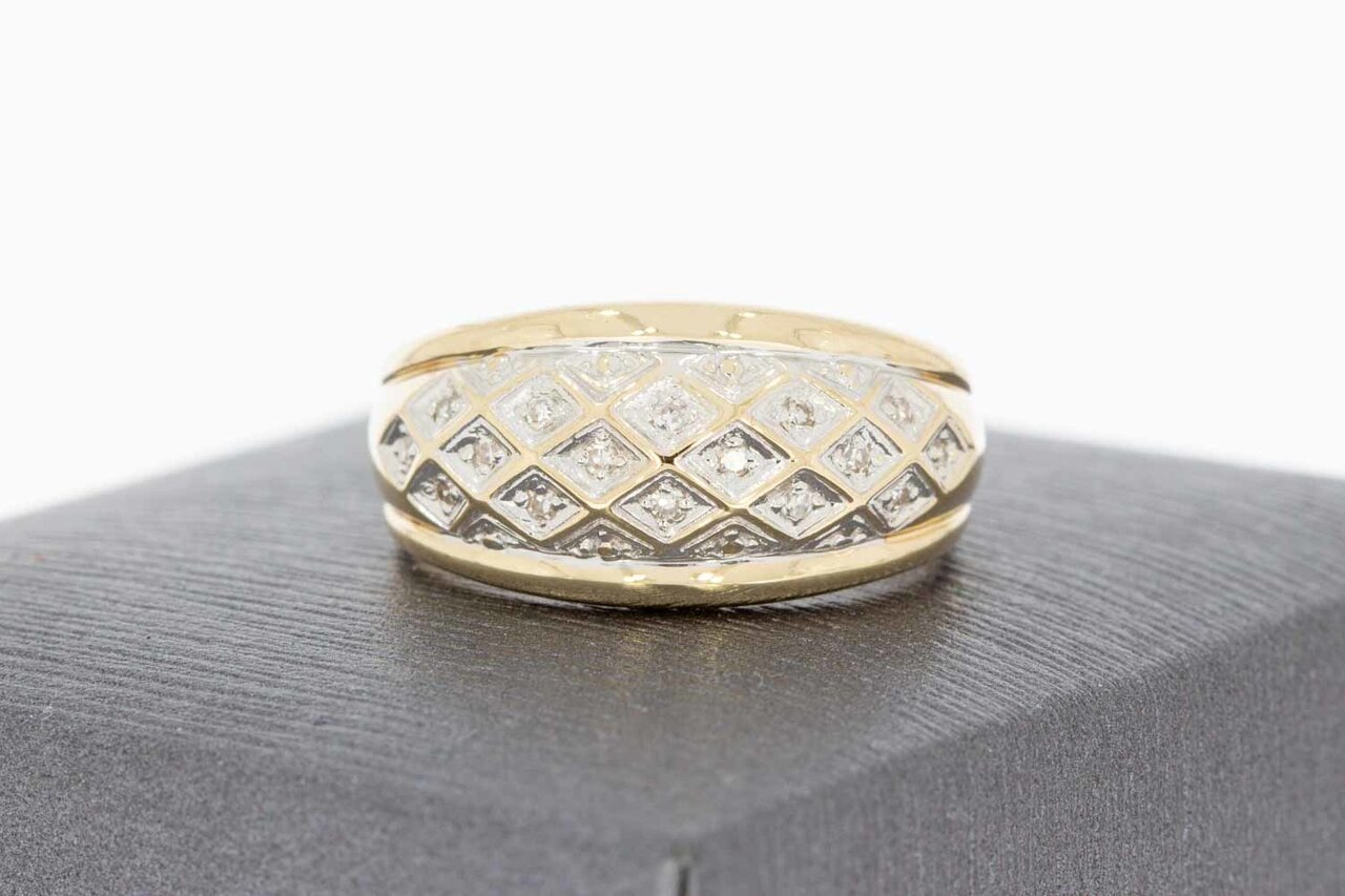 14 Karaat ring met diamantjes - 17,4 mm