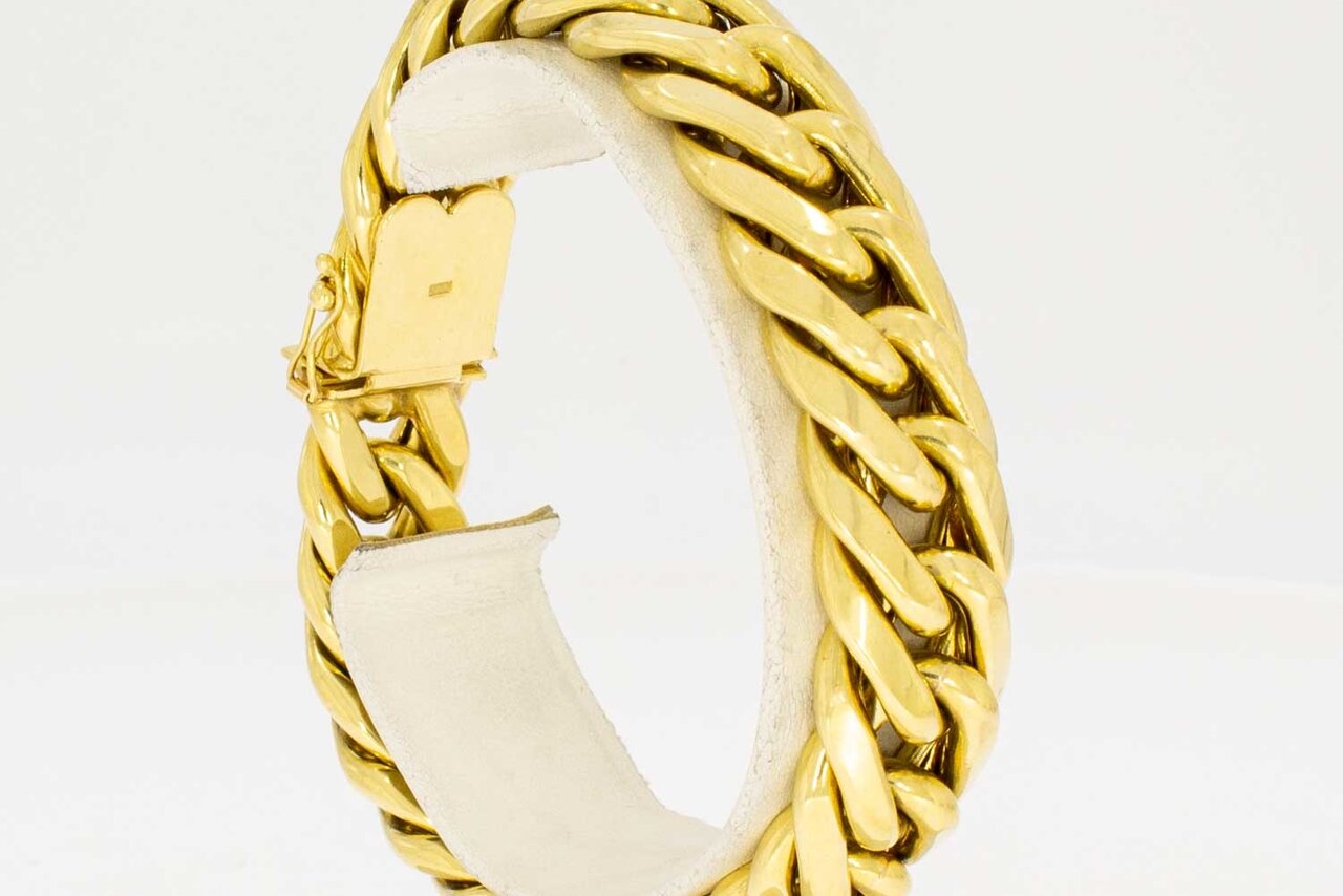 Brede Gourmet armband 18 Karaat  goud - 21,7 cm