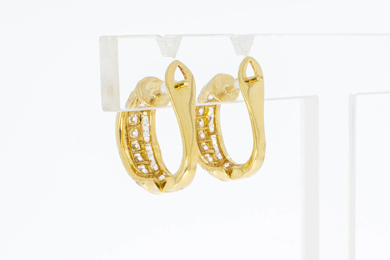 18 karaat edelsteen oorclips - 1,6 cm