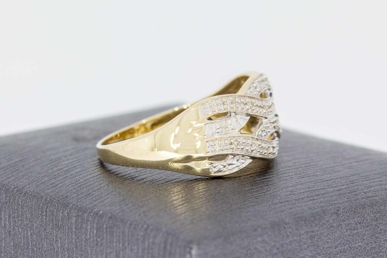 Gevlochten 14 karaat diamantring - 18,7 mm