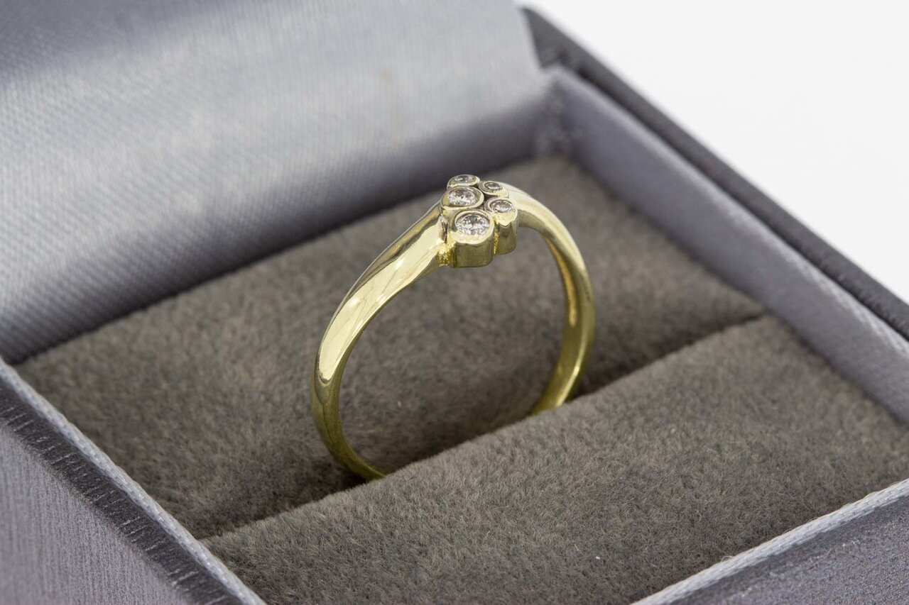 14 karaat goud zirkonia ring - 16,1 mm