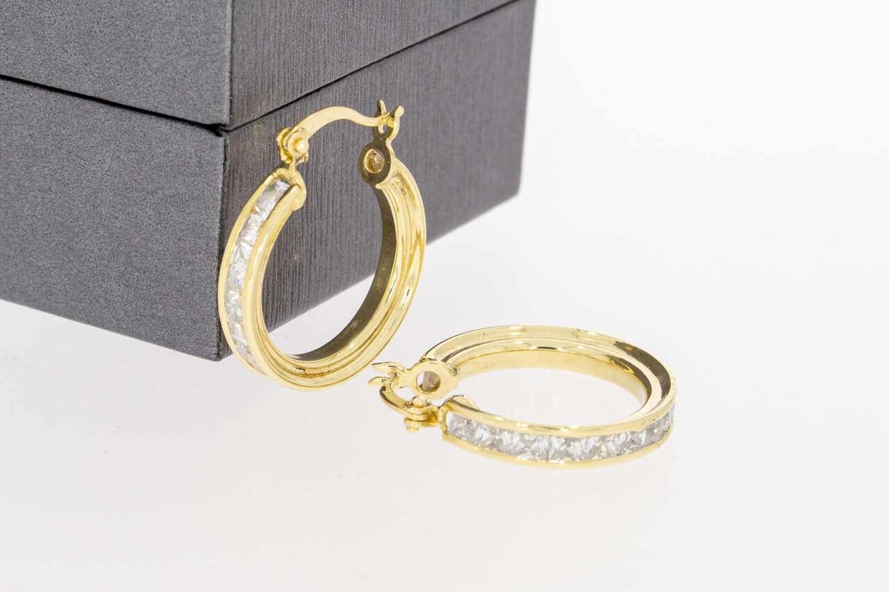 14 karaat Creolen met Zirkonia - 2,2 cm