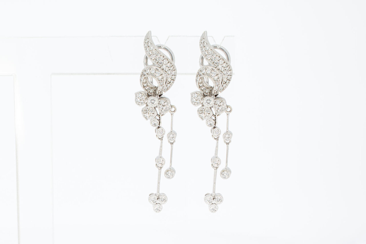 18 Karaat diamanten oorclips - 4,5 cm