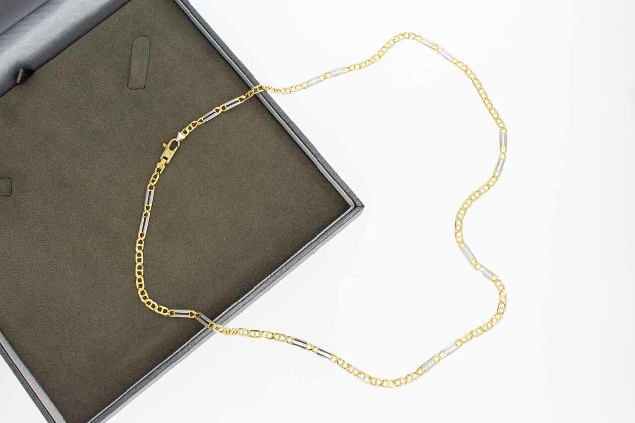 Bicolor 14 Karaat Anker ketting - 55,8 cm