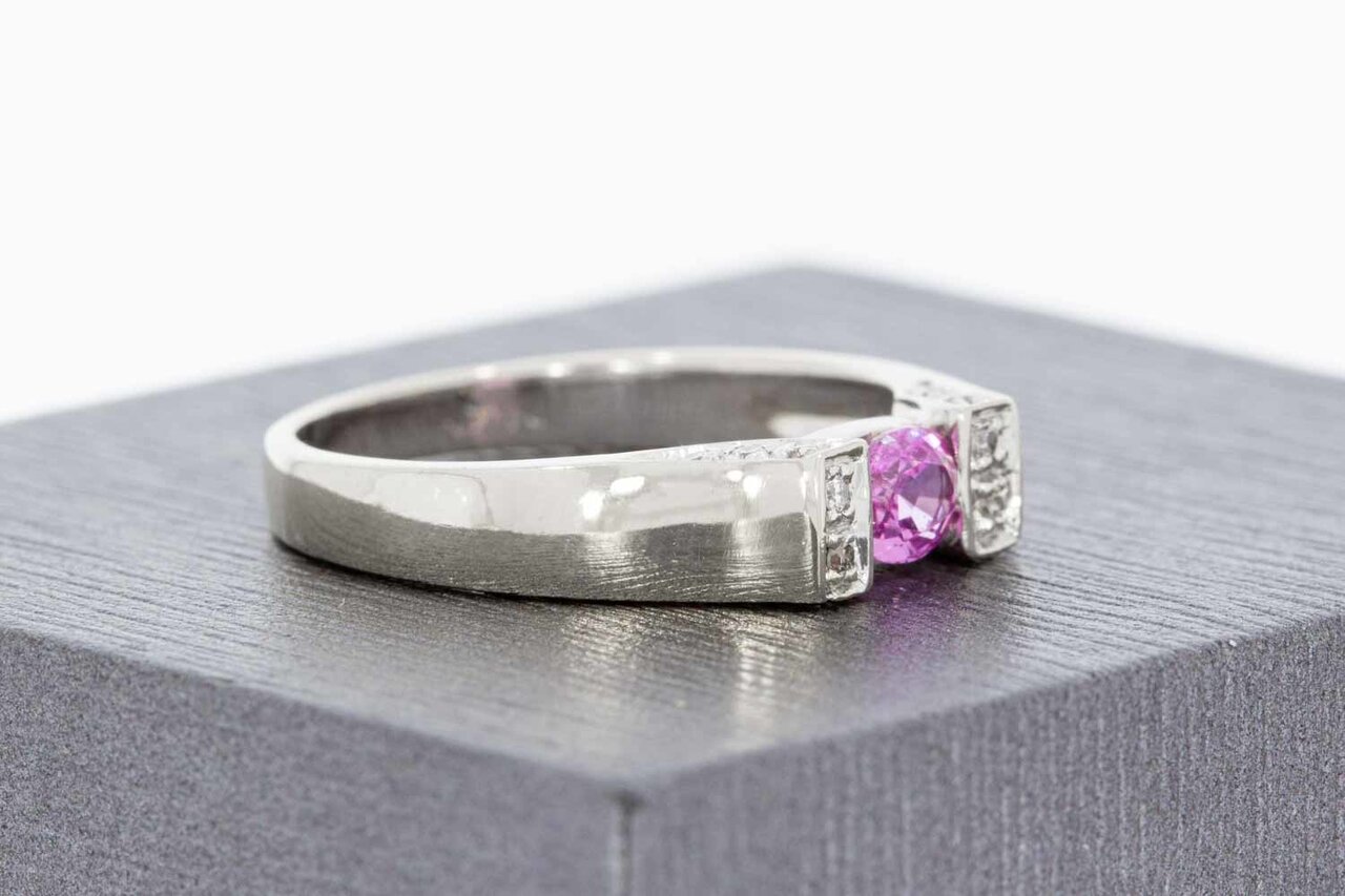 18K gouden diamantring met Robijn-17,6 mm