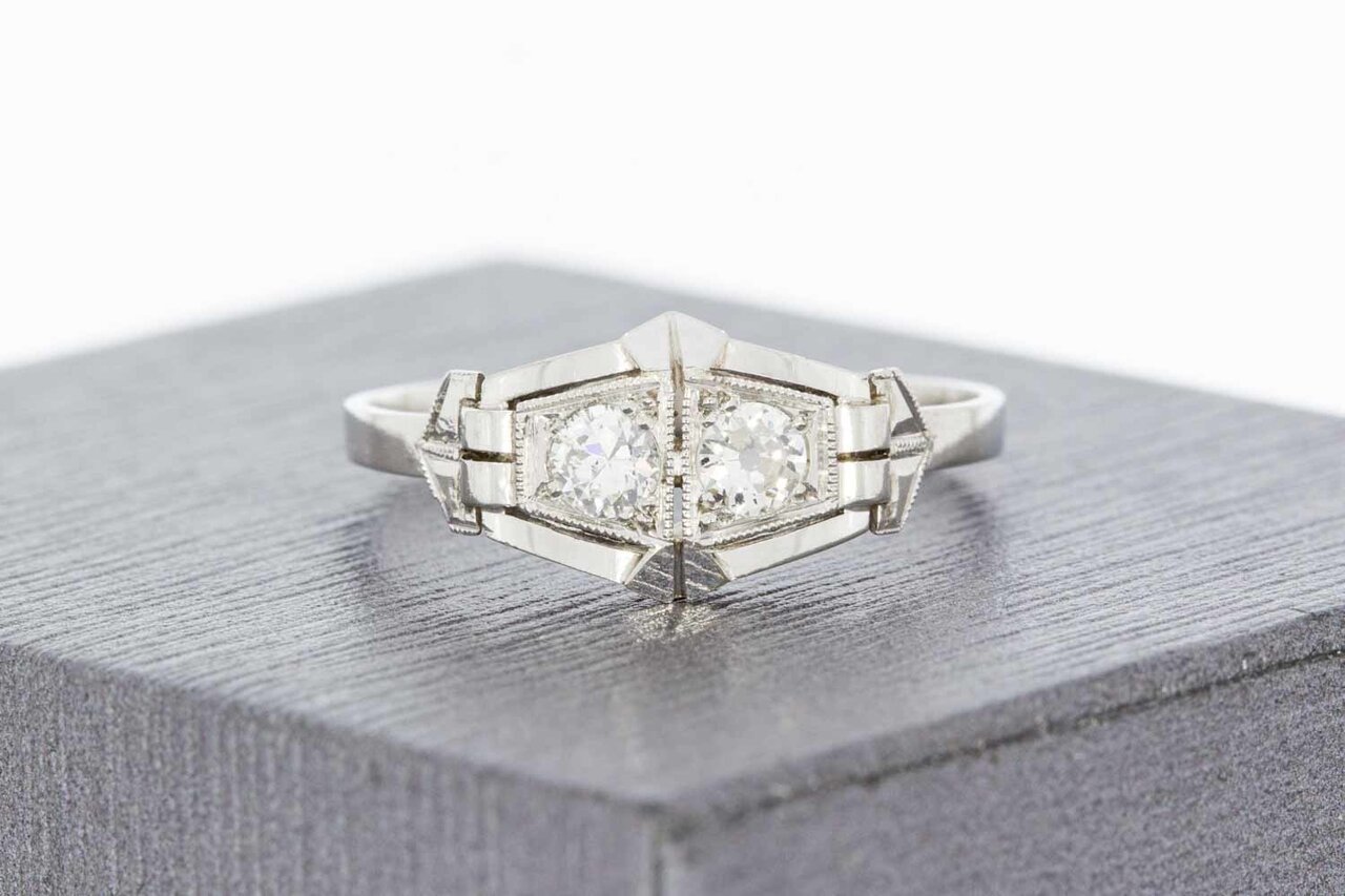 18 Karaat goud diamant ring - 17,8 mm