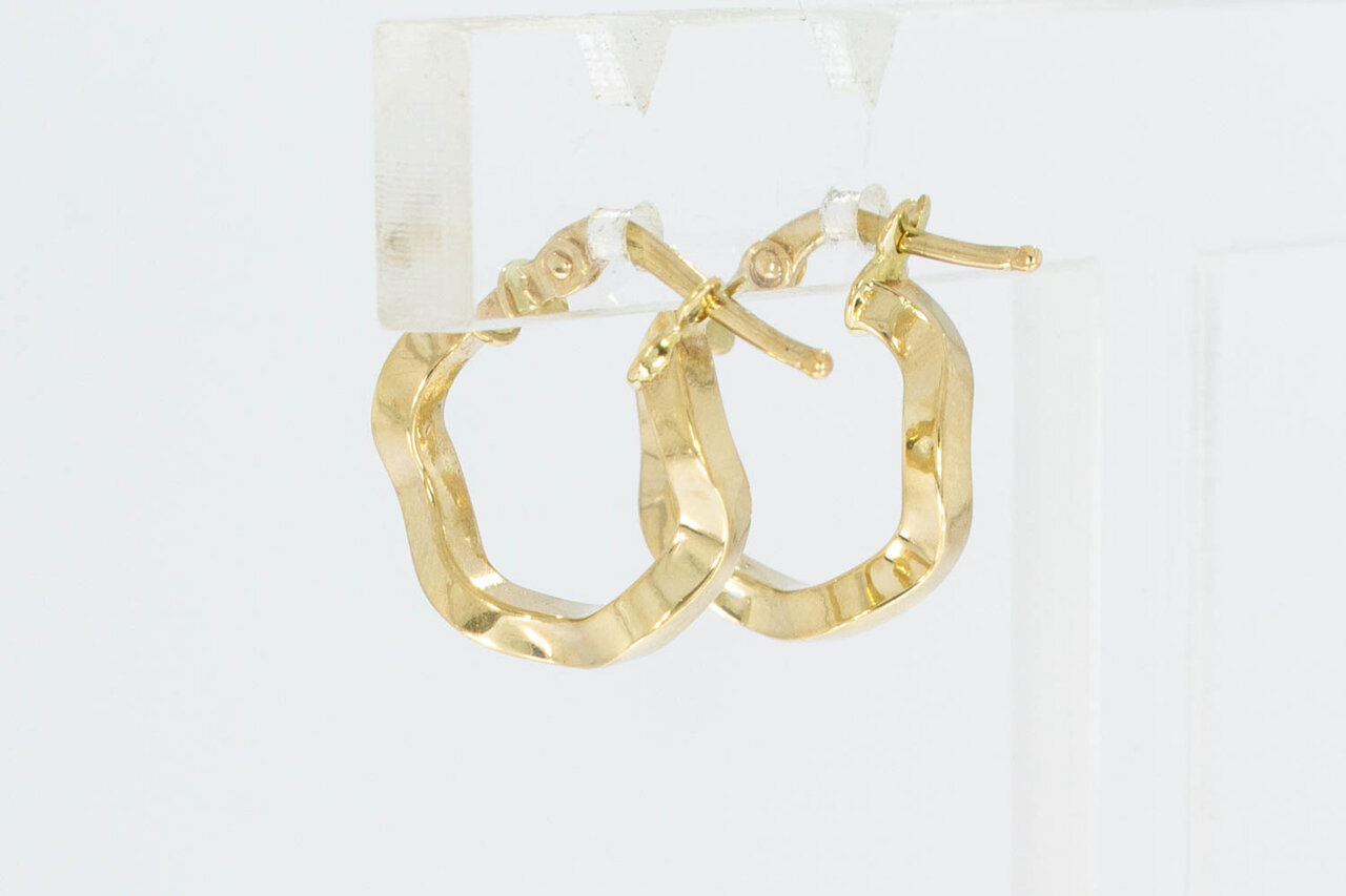 Wokkel creolen goud 14 Karaat - 1,4 cm