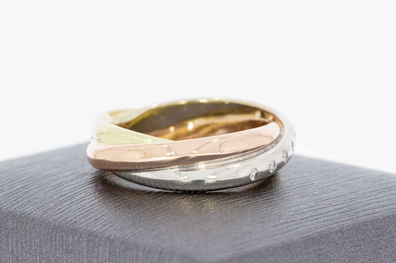 14 Karaat Crossover ring met Diamant - 19 mm