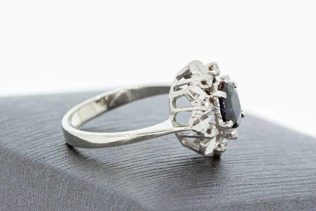 14 Karaat Saffier ring met Diamant - 15,2 mm