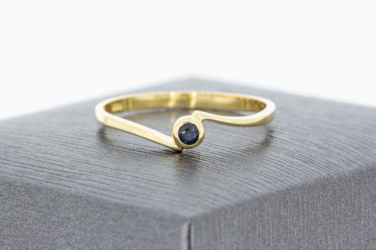 14 Karaat gouden Saffierring - 17,4 mm