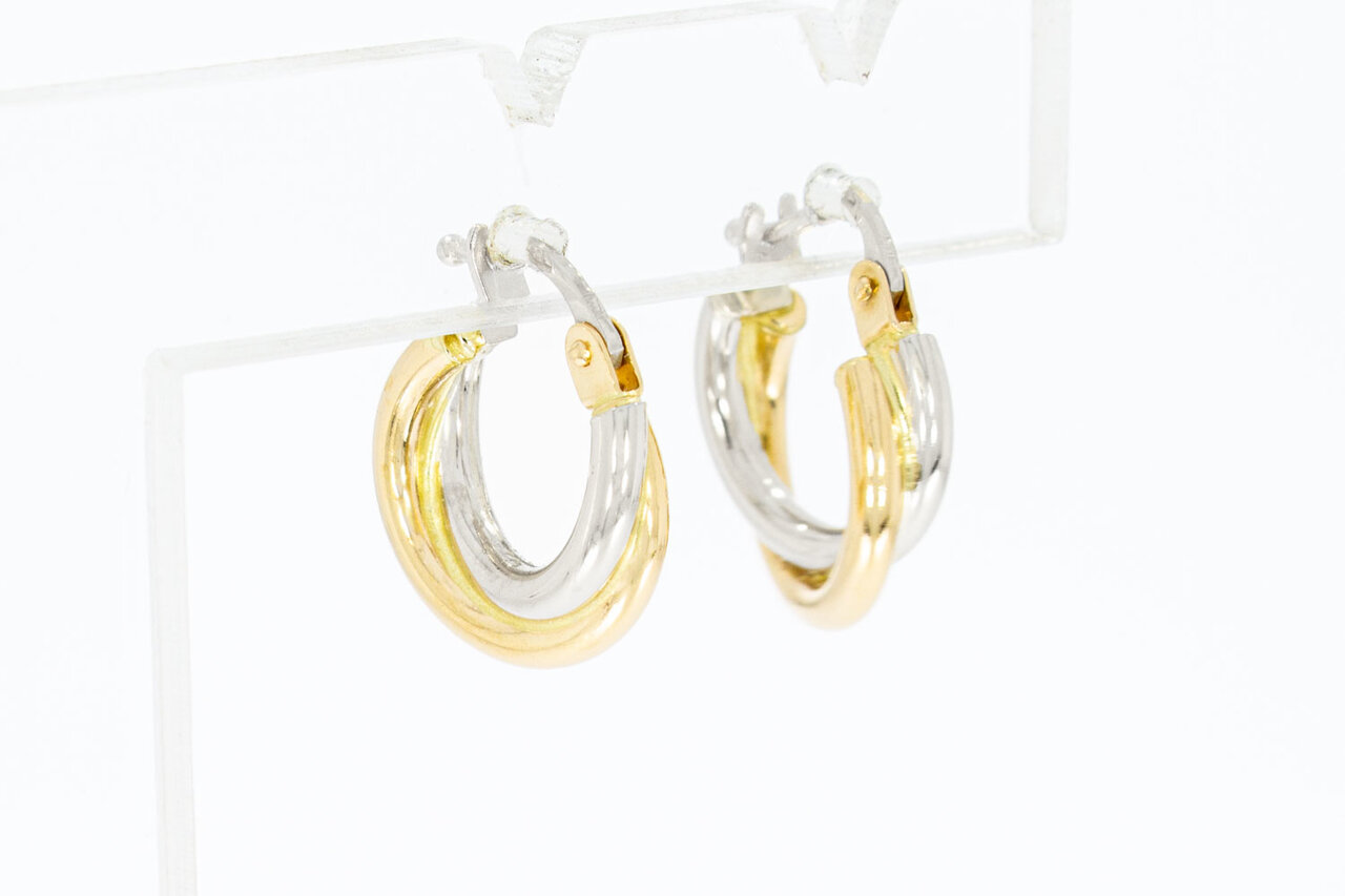 14 Karaat bicolor gouden Creolen - 1,3 cm