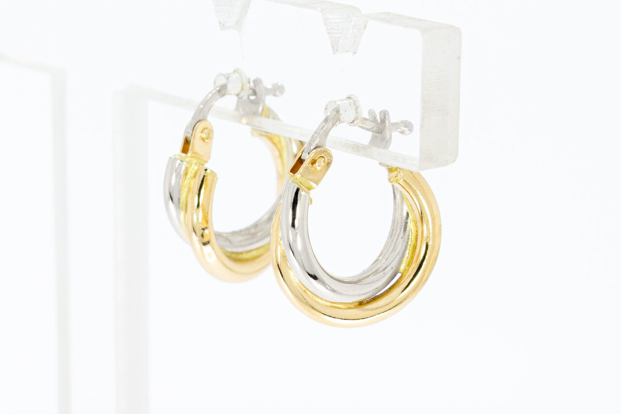 14 Karaat bicolor gouden Creolen - 1,3 cm