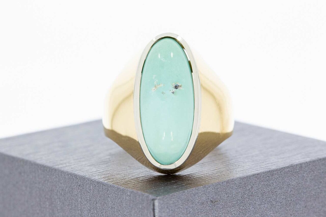 Vintage 18 Karaat Turkoois ring - 20,7 mm