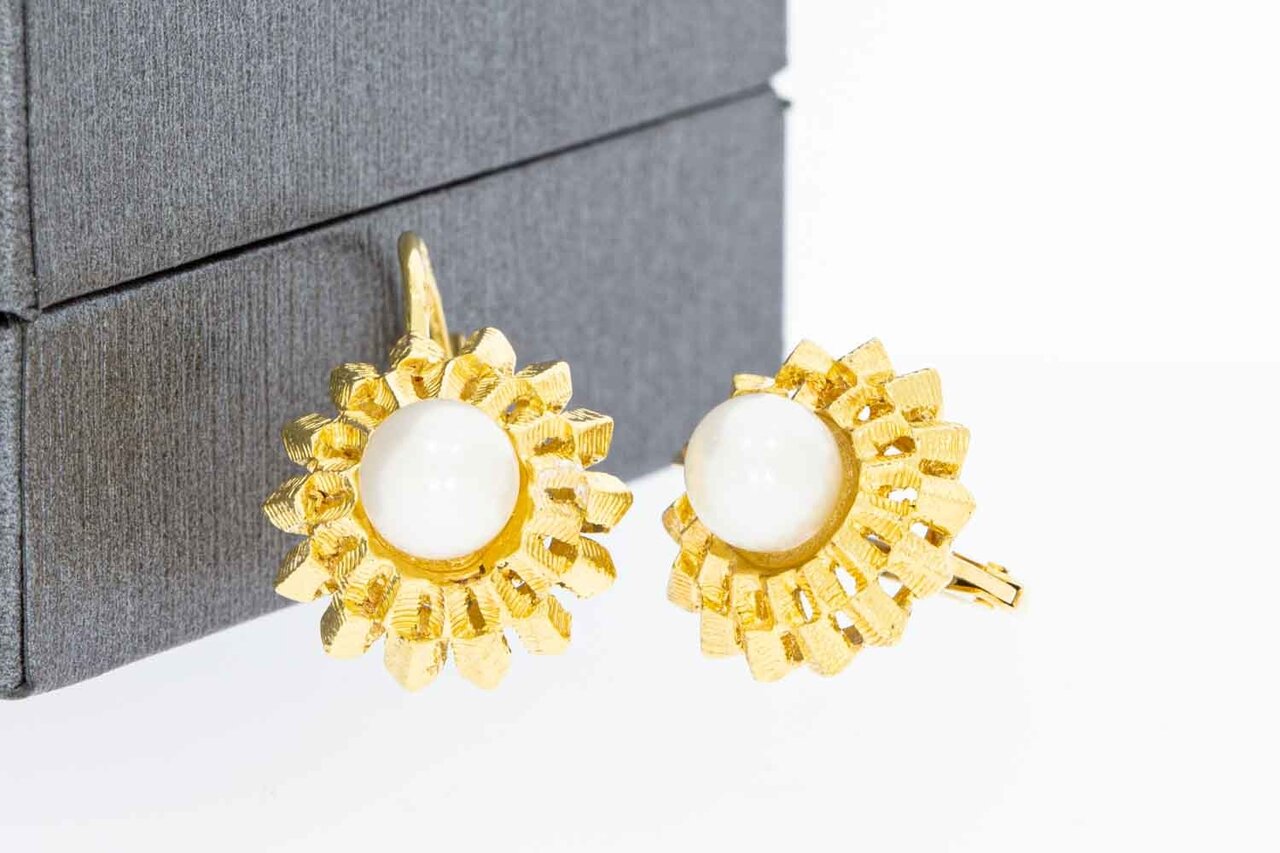 18 Karaat gouden Parel Oorknopjes - 1,4 cm