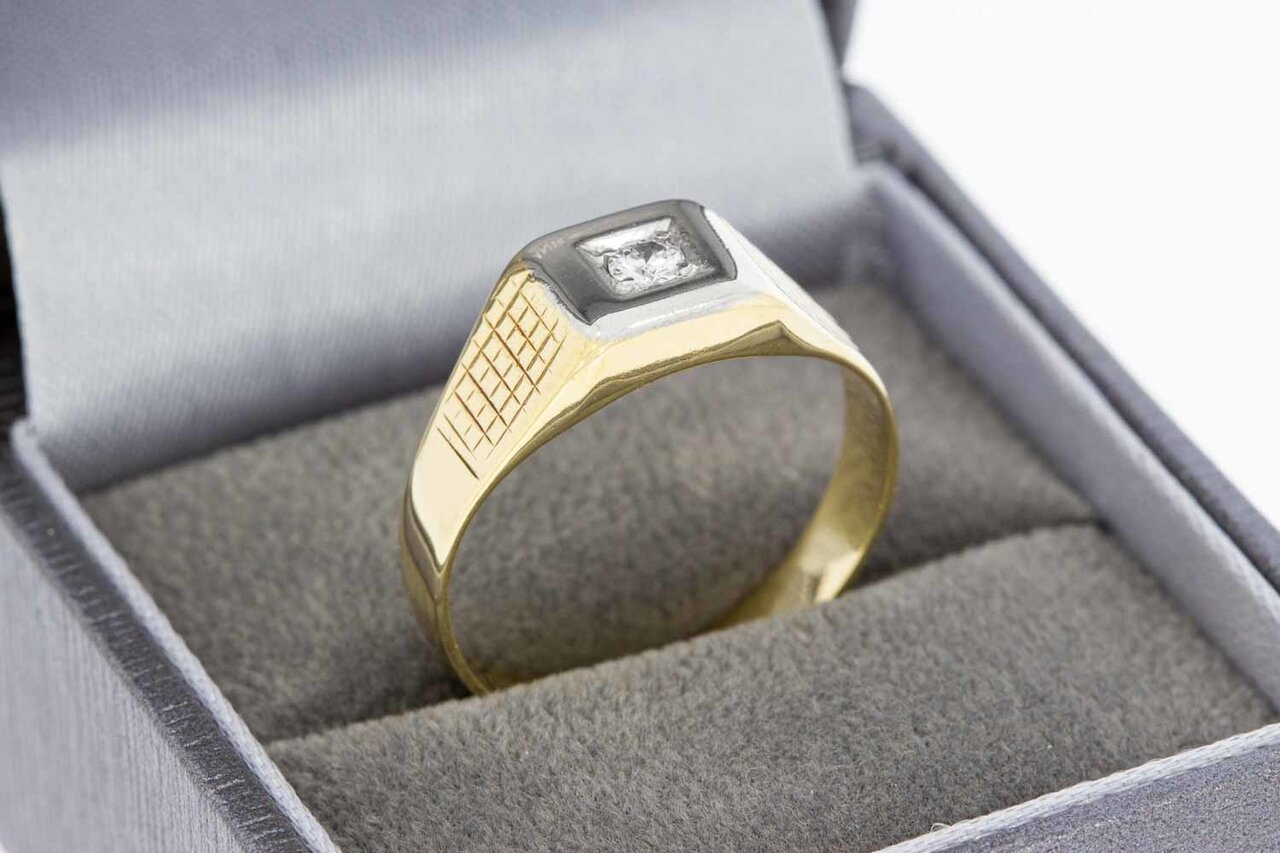 14 Karaat Diamant Pinkring - 19,4 mm