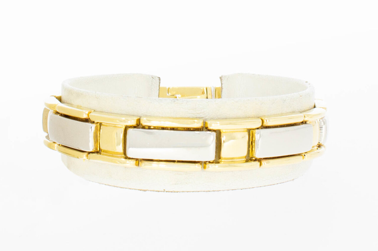 14 Karaat bicolor gouden Plaatjes armband - 18 cm