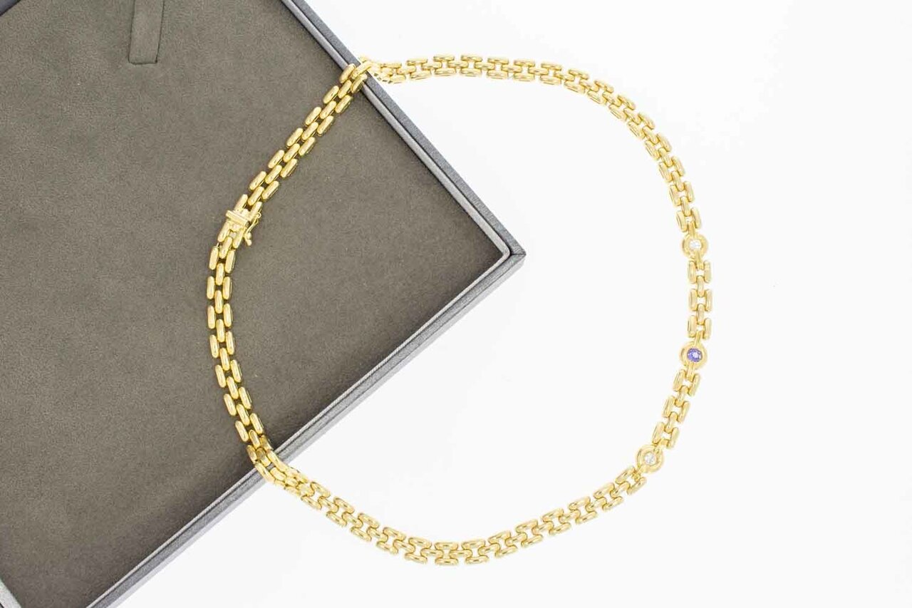 18 Karaat edelsteen diamant ketting - 44 cm