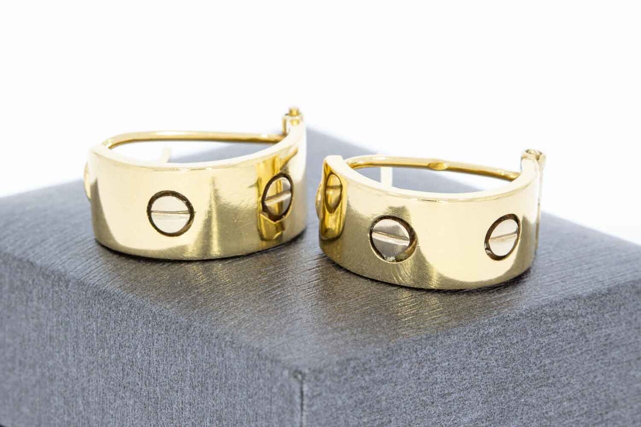 14 Karaat bicolor halve Creolen - 1,9 cm