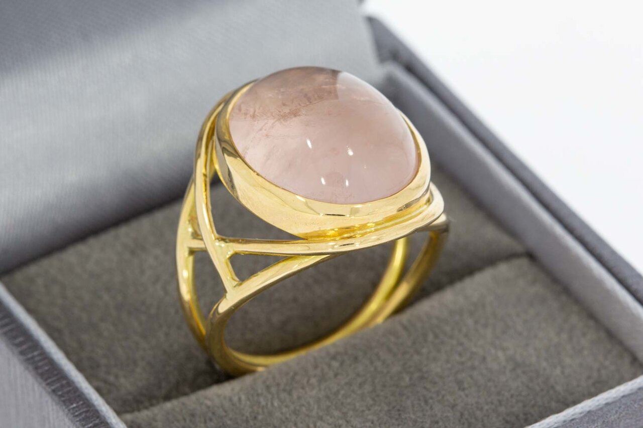 Rozenkwarts ring 18 karaat goud - 18,2 mm