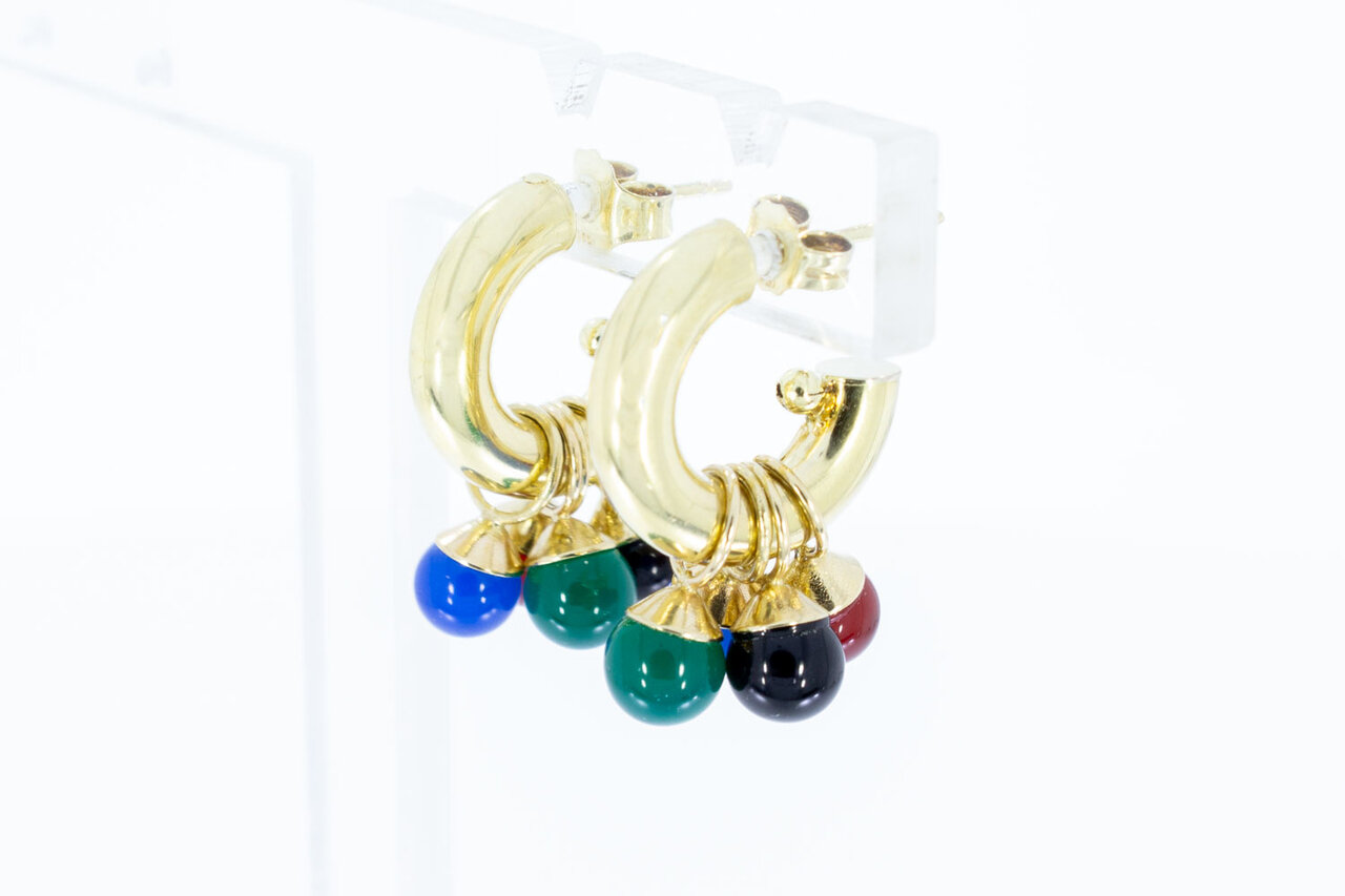 14 Karaat geelgouden Agaat Creolen