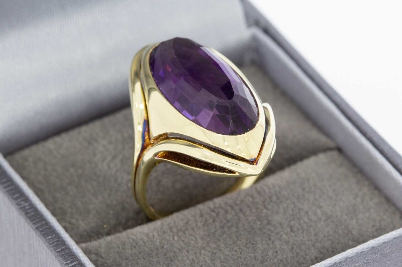 Amethistring 14 Karaat goud - 17,2 mm