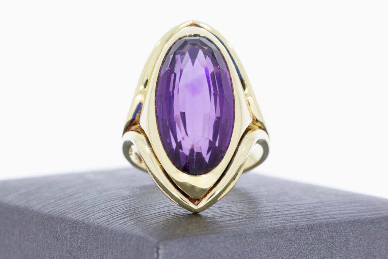 Amethistring 14 Karaat goud - 17,2 mm