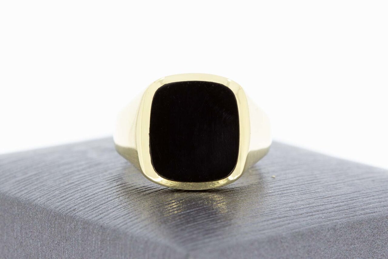 Onyx Pinkring 14 karaat goud - 16,3 mm