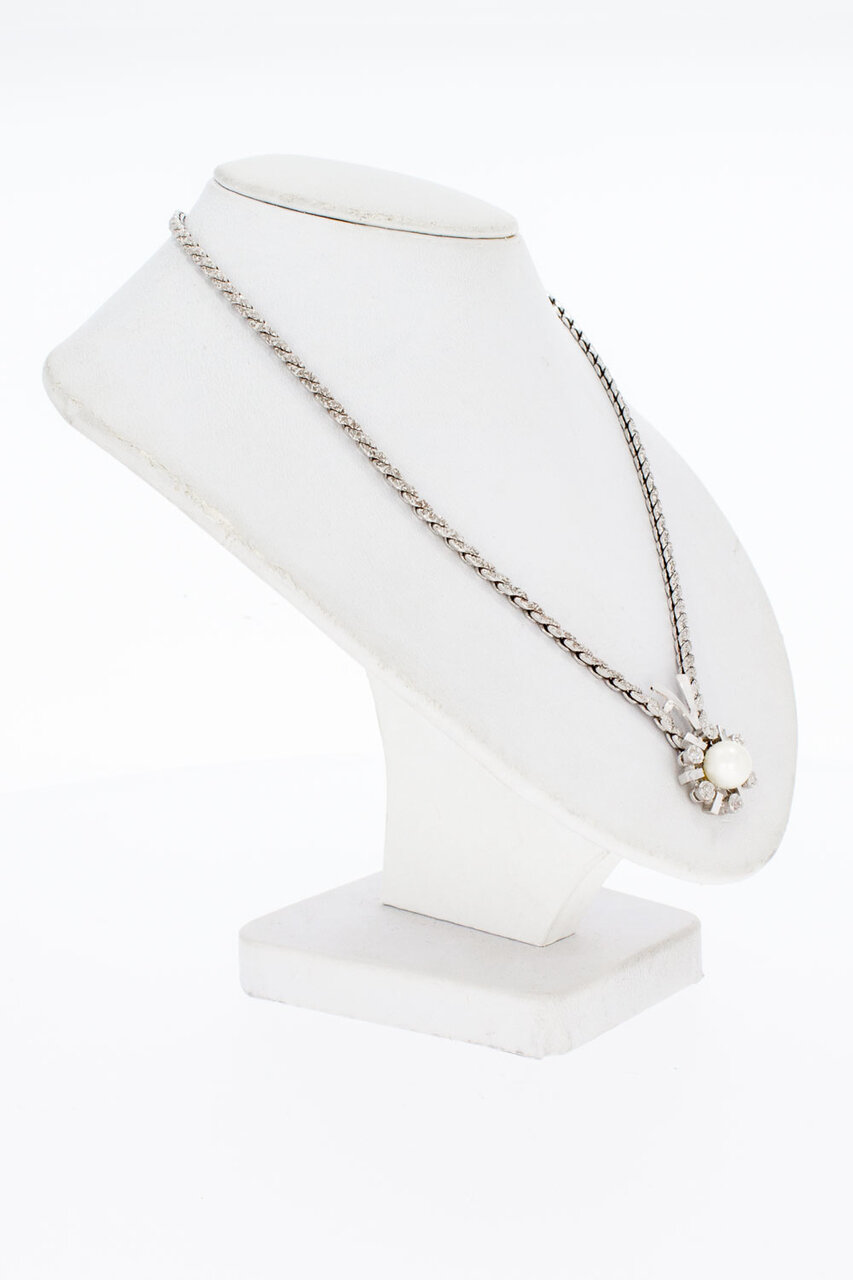 14 Karaat Parel Collier met diamant - 45 cm