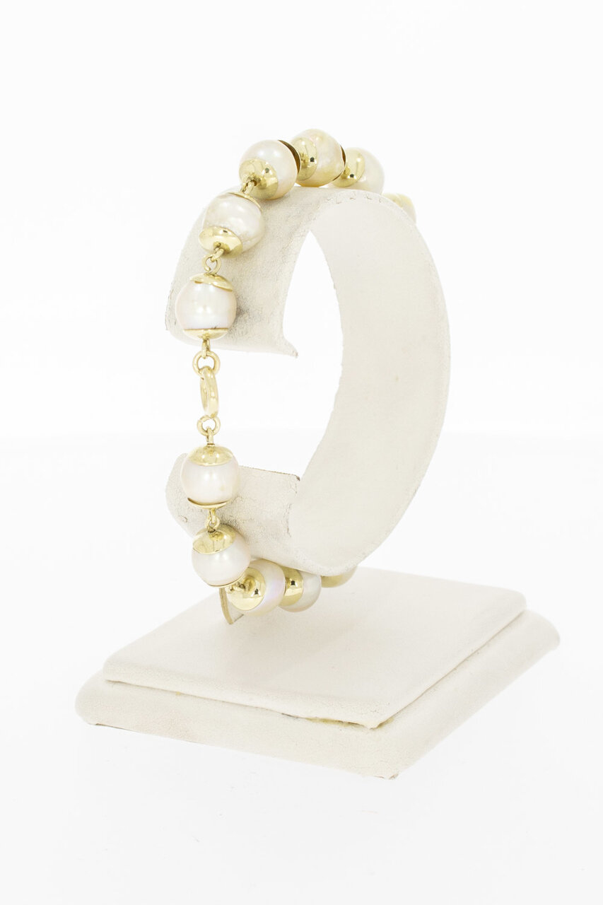 14 Karaat geel gouden Parelarmband - 19 cm