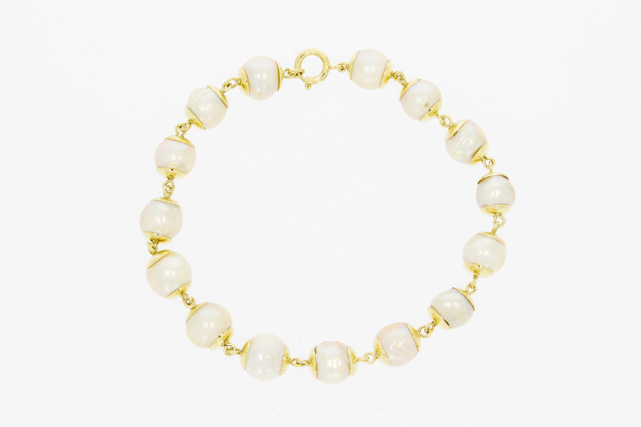 14 Karaat geel gouden Parelarmband - 19 cm