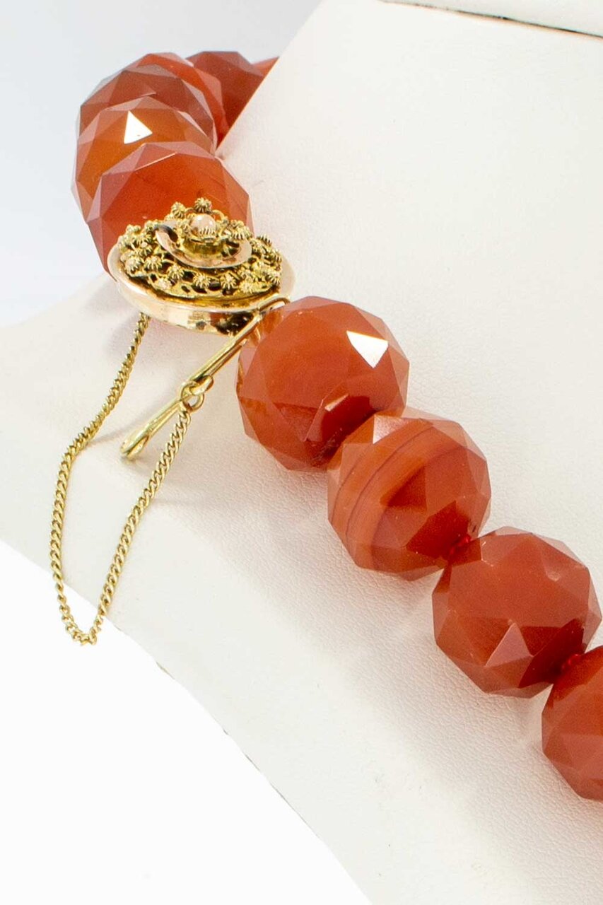 Carneolen ketting met gouden sluiting - 51 cm