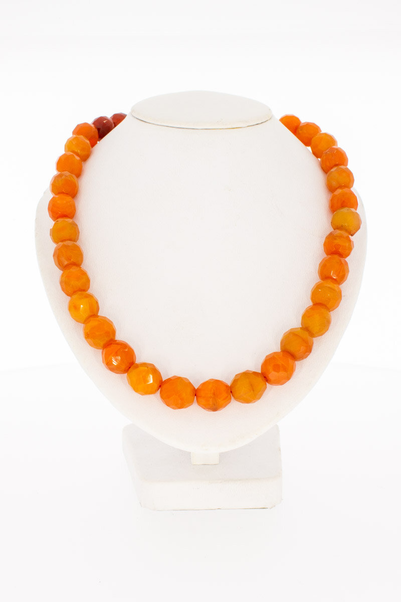 Carneolen Collier met gouden sluiting - 56,5 cm