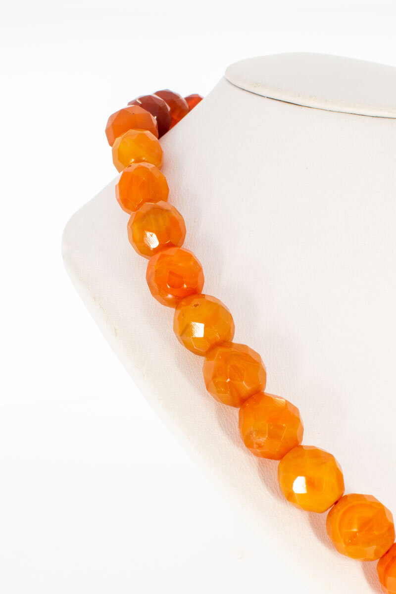 Carneolen Collier met gouden sluiting - 56,5 cm