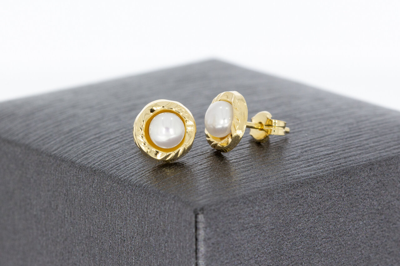 14 karaat gouden Parel oorknoppen - 0,7 cm