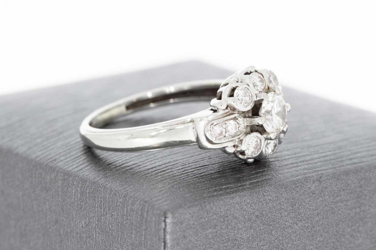 14 karaat witgouden diamantring - 17,2 mm