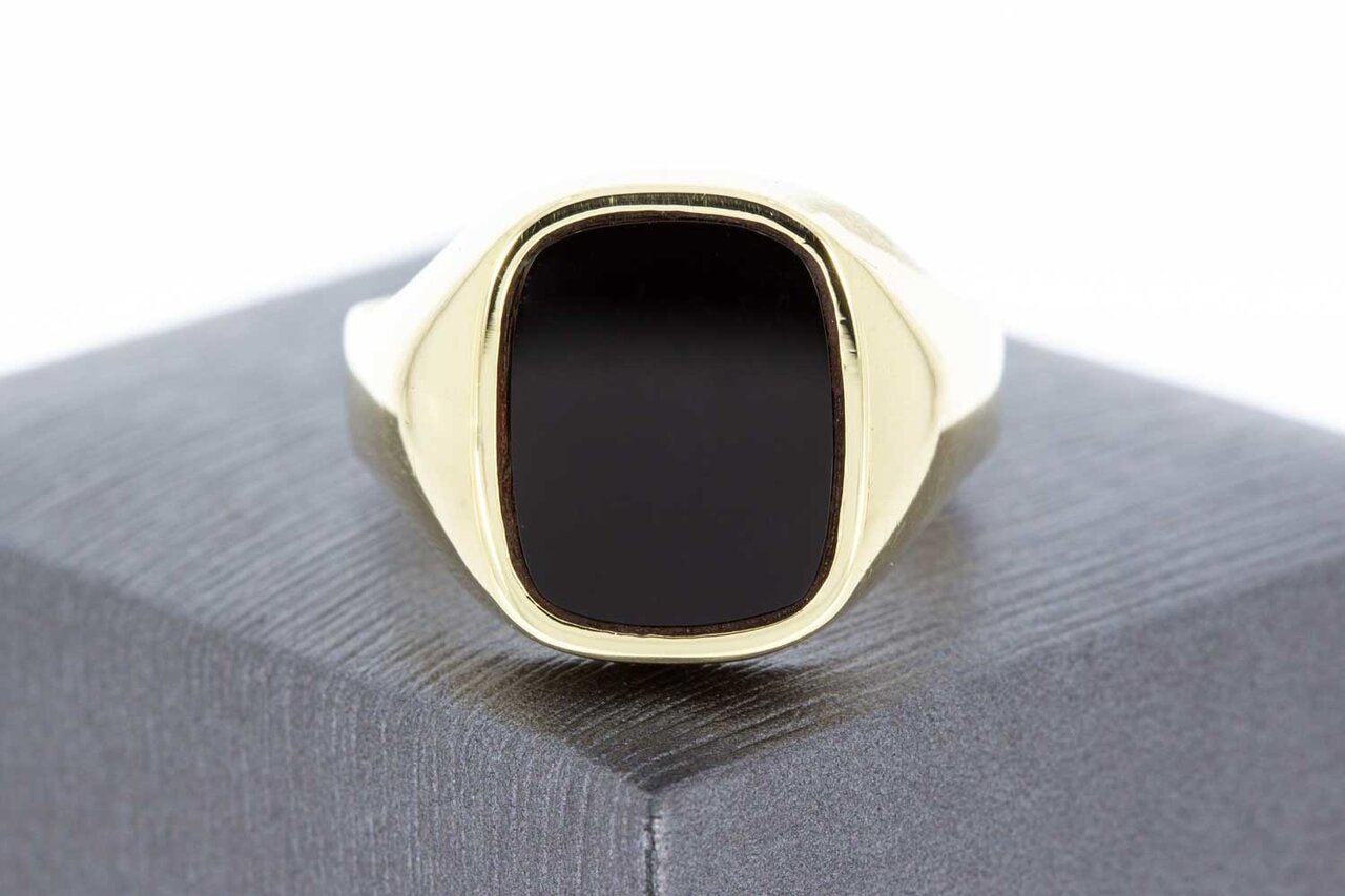 14 Karaat onyx Zegelring - 22,6 mm